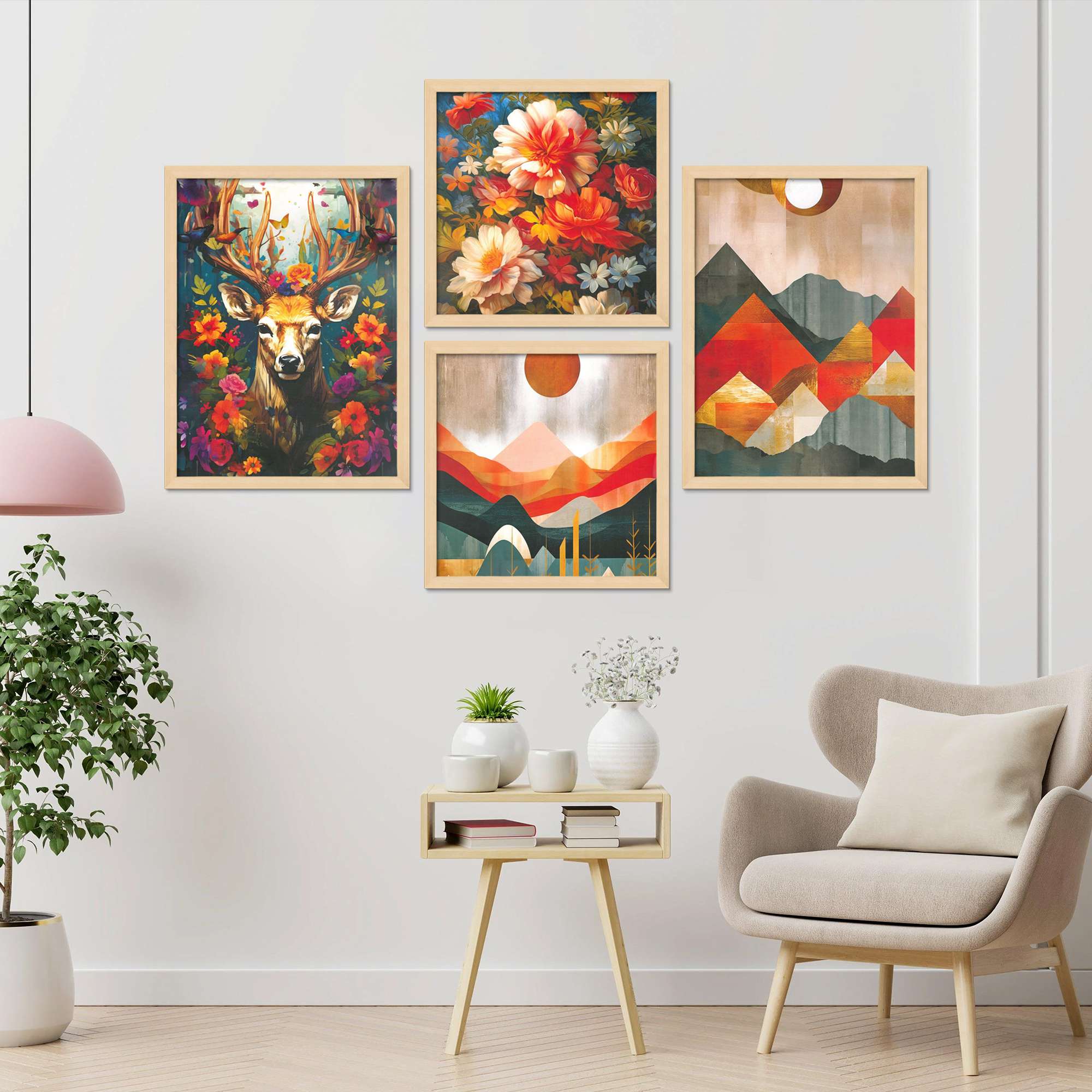 SET OF 4 DIGITAL WALL PAINTING